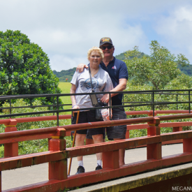 My mom and dad posing at the Byodo-In Temple